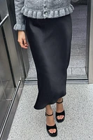 SATIN EFFECT MIDI SKIRT