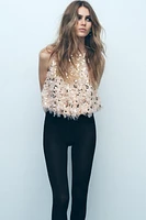 FRAYED SEQUIN TOP