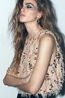 FRAYED SEQUIN TOP