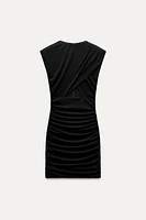 DRAPED SHOULDER PAD CUT OUT DRESS