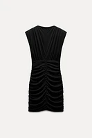 DRAPED SHOULDER PAD CUT OUT DRESS