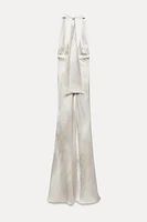 LONG SATIN EFFECT HALTER DRESS