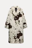 FAUX FUR ANIMAL PRINT COAT ZW COLLECTION