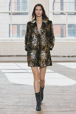 FAUX FUR ANIMAL PRINT COAT ZW COLLECTION