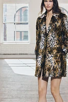 FAUX FUR ANIMAL PRINT COAT ZW COLLECTION