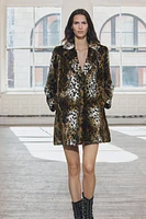 FAUX FUR ANIMAL PRINT COAT ZW COLLECTION