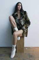 FAUX FUR ANIMAL PRINT COAT ZW COLLECTION