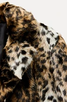 FAUX FUR ANIMAL PRINT COAT ZW COLLECTION