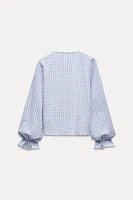 GINGHAM WRAP BLOUSE