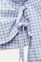 GINGHAM WRAP BLOUSE