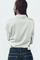 SATIN EFFECT CROP SHIRT