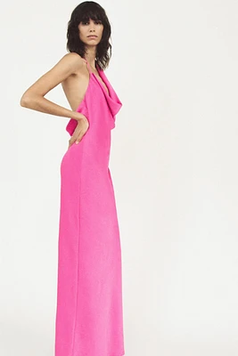 SATIN EFFECT ASYMMETRIC DRESS