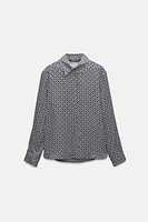 GEOMETRIC PRINT SATIN EFFECT SHIRT