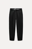 BELTED PLEATED PANTS