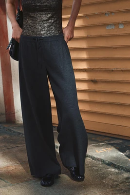 ELASTIC WAIST WIDE LEG PANTS