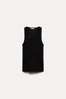 SLEEVELESS RIBBED COTTON T-SHIRT