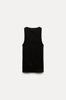 SLEEVELESS RIBBED COTTON T-SHIRT