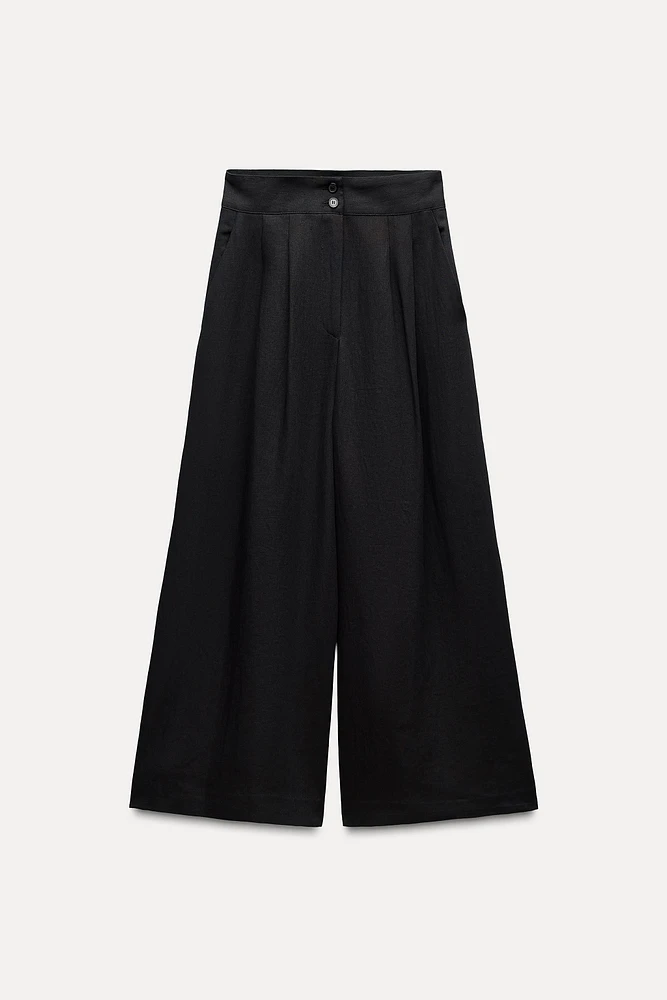 LINEN BLEND PLEATED PANTS ZW COLLECTION