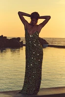 SEQUIN MIDI DRESS