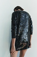 SHORT KNIT SEQUIN DRESS