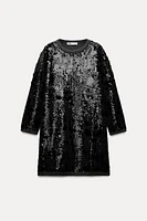 SHORT KNIT SEQUIN DRESS