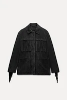 FRINGED SUEDE LEATHER JACKET ZW COLLECTION