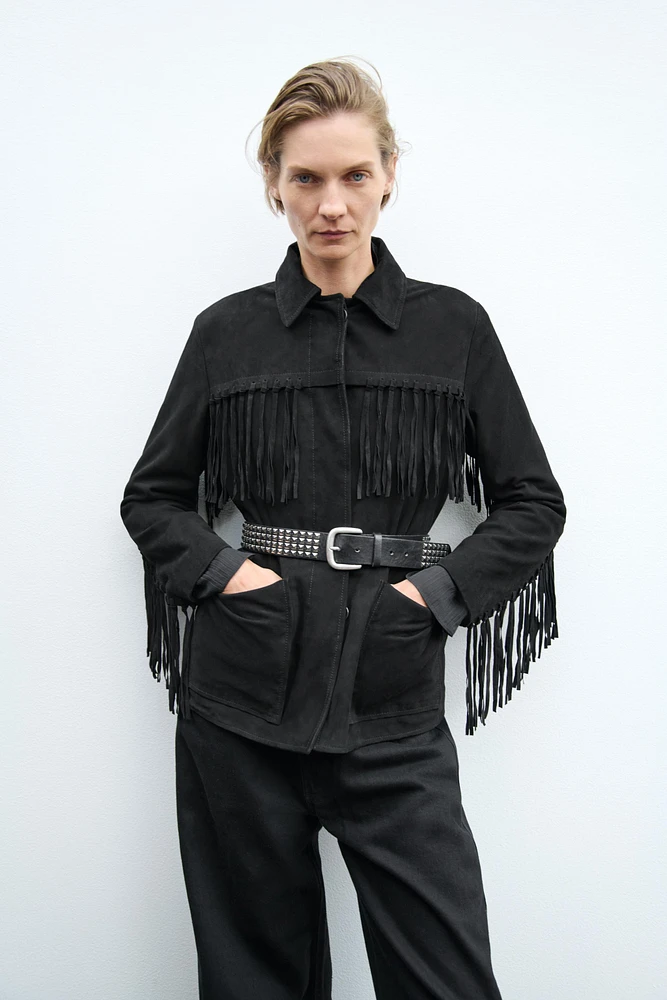 FRINGED SUEDE LEATHER JACKET ZW COLLECTION