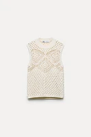 POINTELLE KNIT SLEEVELESS TOP