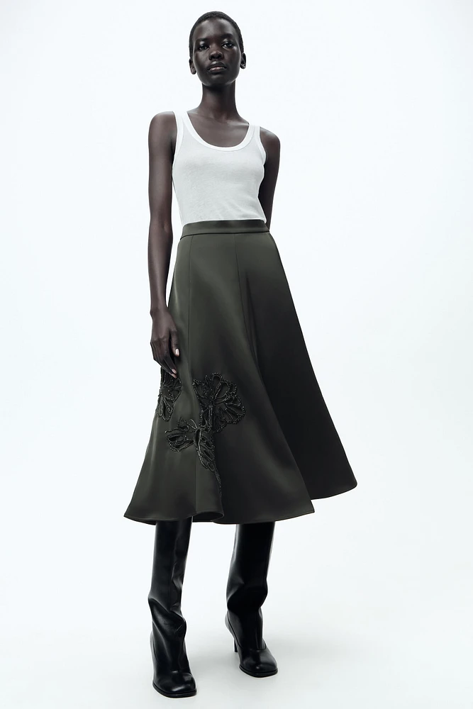 EMBROIDERED SATIN EFFECT SKIRT ZW COLLECTION