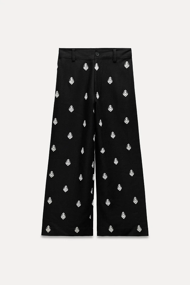 CONTRAST EMBROIDERED CULOTTES ZW COLLECTION