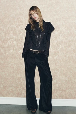 VELVET FLARE PANTS ZW COLLECTION