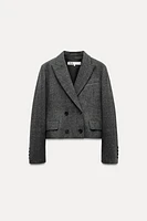 WOOL BLEND HERRINGBONE BLAZER ZW COLLECTION