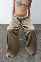 WIDE LEG SATIN PANTS