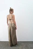 WIDE LEG SATIN PANTS