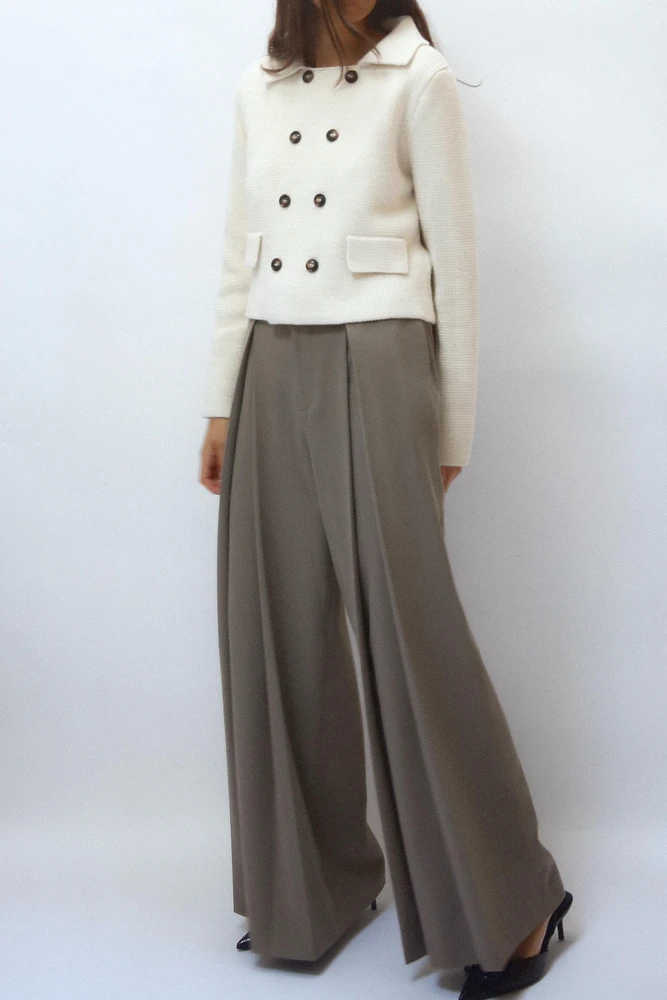 PLEATED WIDE LEG PANTS WITH BELT