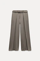 PLEATED WIDE LEG PANTS WITH BELT