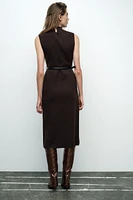 BELTED LONG KNIT DRESS