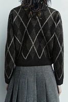 KNIT ARGYLE SWEATER