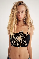 BEADED FLOWER CROP TOP