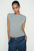 WRINKLED EFFECT KNIT TOP