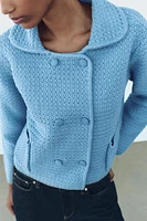 CHUNKY KNIT PETER PAN COLLAR CARDIGAN