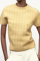 100% WOOL CABLE KNIT TOP