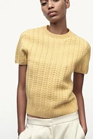 100% WOOL CABLE KNIT TOP