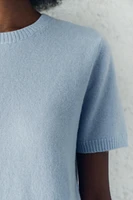 BASIC 100% CASHMERE SHORT SLEEVE TOP