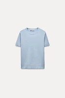 BASIC 100% CASHMERE SHORT SLEEVE TOP