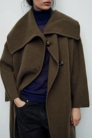 100% WOOL WIDE LAPEL COAT