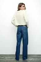 WOOL BLEND SCALLOP EFFECT CARDIGAN