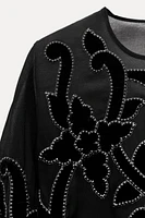 EMBROIDERED VELVET BLOUSE ZW COLLECTION