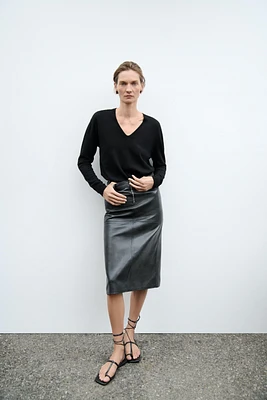 FAUX LEATHER SKIRT WITH ZIPPER ZW COLLECTION