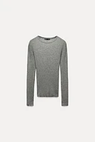 LONG SLEEVED RIBBED T-SHIRT